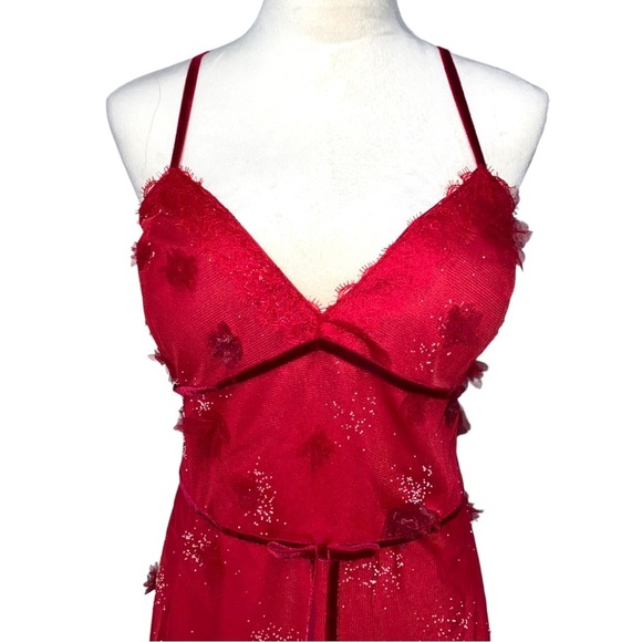 MARCHESA Evening Gown notte wine floral appliqué trumpet gown dress 16 - Picture 6 of 16